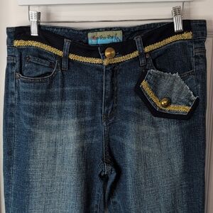 Vintage Too-She-She Denim Jeans with Gold Accents